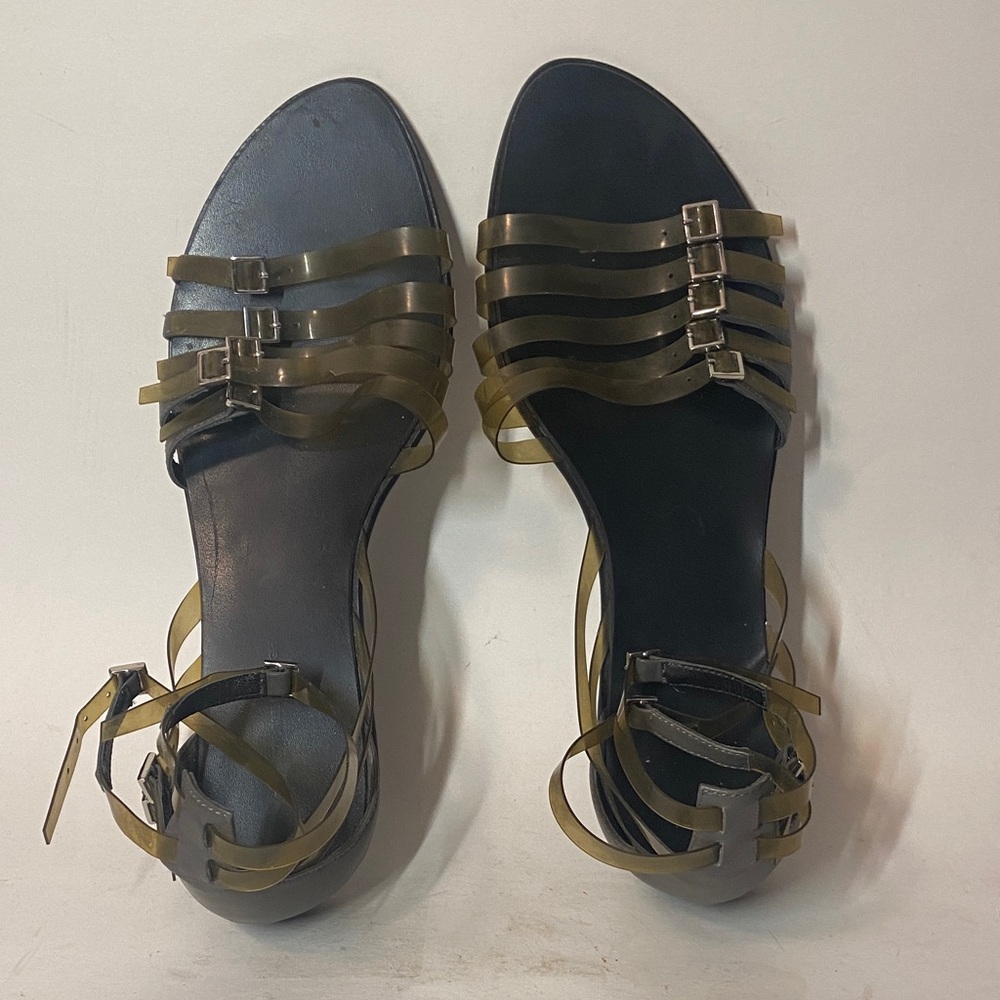 Kathryn Amberleigh Sandals Strap Gray Jelly/ Leather Handmade Anthropologie 8